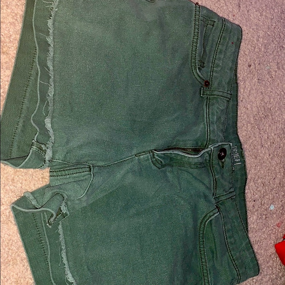 pair of army green shorts